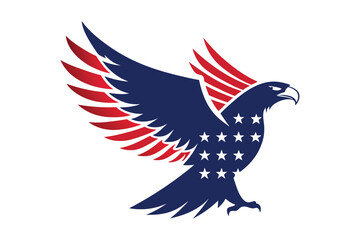 Eagle with USA flag  vector illustration on white background
