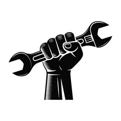 Empowered Hand Holding a Wrench Vector Icon Illustration