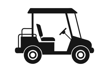 Fototapeta premium Golf cart vector black silhouette on white background