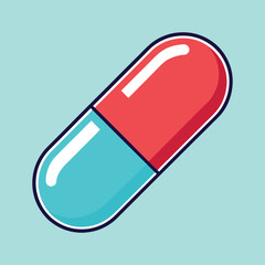Brightly colored capsule pill medication isolated against a soft aqua background