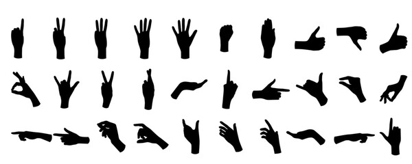 hands vector set, hand gestures and signs