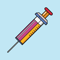 Vibrant Syringe Graphic Depicts Medical Injection on a Light Blue Background