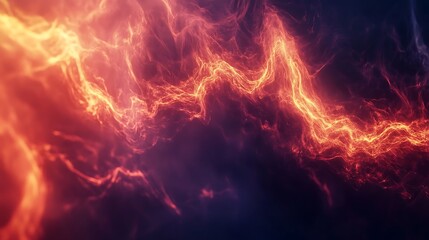 Abstract fiery energy swirling in a dark space.