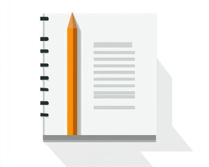 Obraz premium Blank notebook with pencil. Simple, flat design