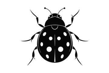 ladybug silhouette line art vector illustration isolated on white background