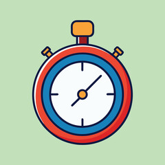 Cartoon illustration of a retro stopwatch, isolated on a light green background