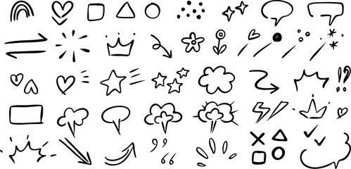 hand drawn font-Line speed cartoon effect, boom explosive motion line element set. Comic boom burst, explosive smoke, line speed cartoon vector icon. Hand drawn sketch doodle action effect. Vector 