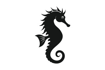 Seahorse silhouette vector illustration on white background