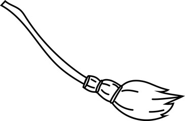 Witch Broom Doodle in Cartoon Style for Halloween