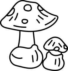 Doodle Mushrooms for Halloween Theme in Simple Black and White
