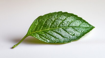 Obraz premium World No Tobacco Day: A close-up of a fresh green leaf with dewdrops, symbolizing health and renewal, 