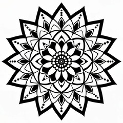 Intricate Black and White Mandala for Coloring and Relaxation