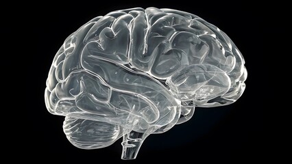 Exploring the intricate pathways of the human brain, a translucent model reveals its complexity and beauty against a stark black background.