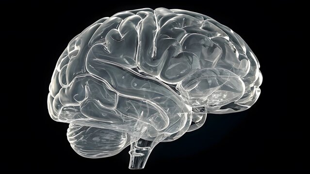 Exploring the intricate pathways of the human brain, a translucent model reveals its complexity and beauty against a stark black background.