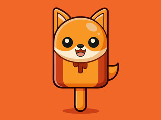 Adorable Cartoon Fox Shaped Popsicle Summer Treat Illustration