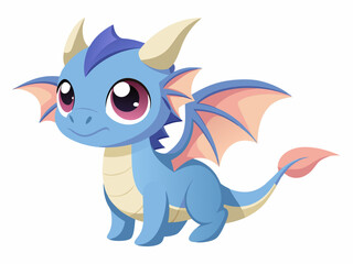 Adorable Baby Dragon Cartoon Illustration Cute Fantasy Creature