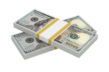 Fototapeta premium American dollar bills on white background. Isolated 3D illustration