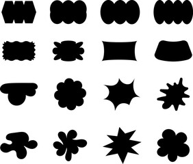 Abstract wave shape stickers. Zig zag wavy shape frames. Vector abstract photo frames and text boxes. Geometric stamps. Hand drawn stars, design elements, badges, geometric figures