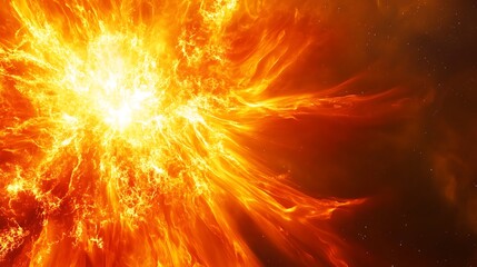 Fiery explosion radiating outwards in cosmic space.