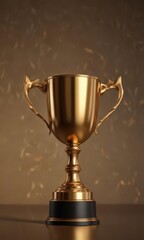 Fototapeta premium Abstract gold cup trophy silhouette, bronze background , best, cup