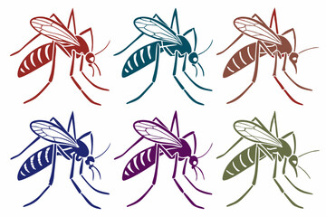 set of Mosquito silhouette vector illustration