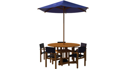 Outdoor Wooden Dining Set with Umbrella and Chairs