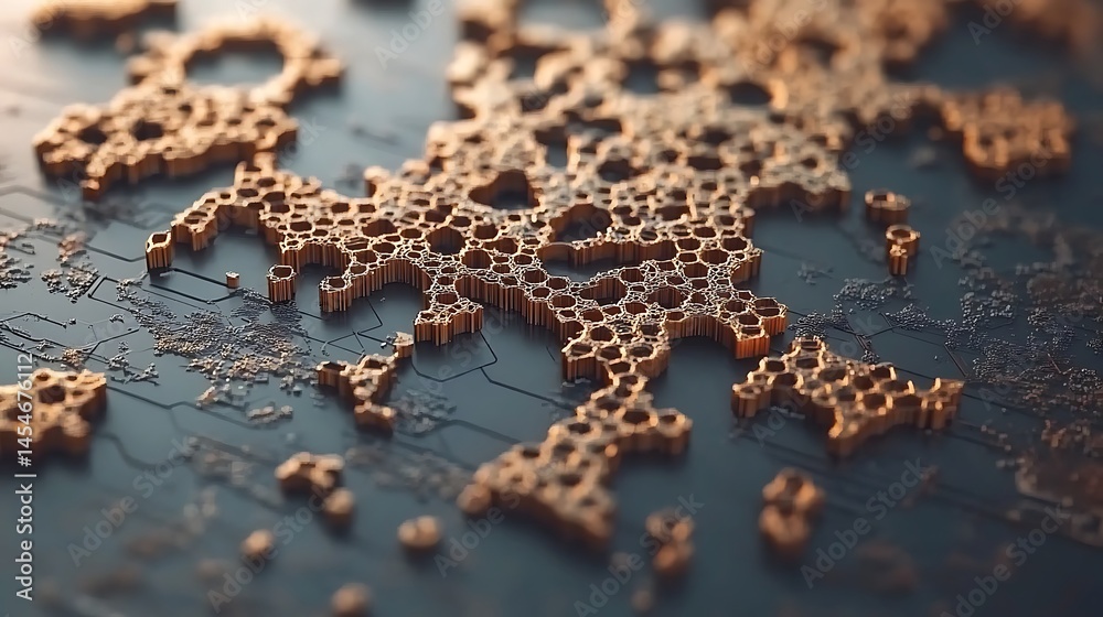 Aufkleber intricate abstract design of hexagonal patterns on a textured surface, showcasing depth and detail