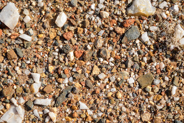 natural Floor from different minerals, different sized stones on the ground