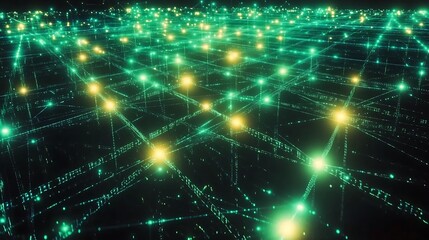 Obraz premium Abstract digital network of glowing lines and points.