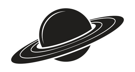 Saturn planet icon sign with silhouette style on white background. Vector illustration