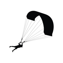 Paragliding Vector Icon, Extreme Sport Silhouette