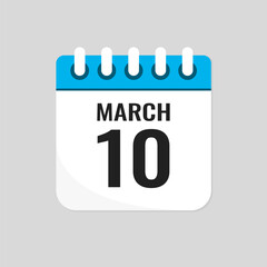 Icon page calendar day - 10 March