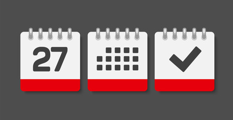 Vector icon page calendar - 27 day, agenda, done