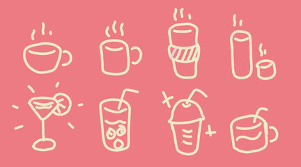 Variety of Drinks Cute Icon