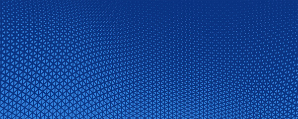 Triangle grid seamless pattern for bullet journal. Blue triangle texture. Blue dot grid for notebook paper. Vector illustration on blue background.