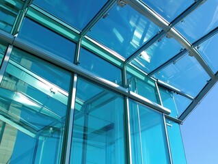 Modern glass facade of a contemporary building.