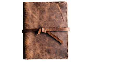 Minimalist leather-bound planner premium quality paper isolated on white transparent background