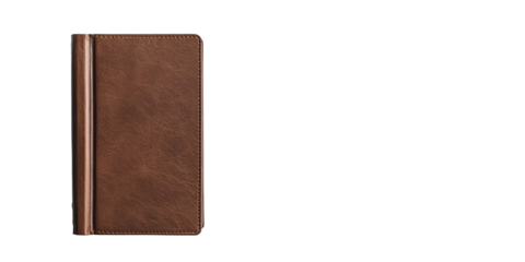 Minimalist leather-bound planner premium quality paper isolated on white transparent background