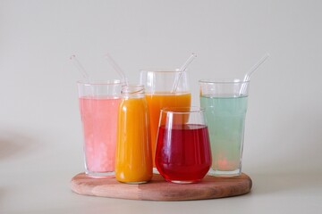 A Colorful Assortment of Refreshing Beverages Presented in Various Glasses for Enjoyment