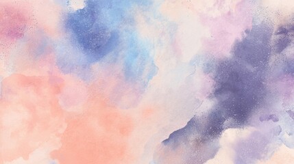 Dreamy pastel watercolor background with soft flowing washes in blue, lavender, and coral, perfect for modern creative design projects.