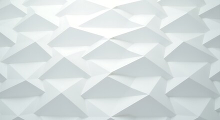 Obraz premium Minimalist geometric pattern with diamond shapes in white and gray tones, seamless design with subtle 3D effect and shadows, ideal for modern backgrounds.