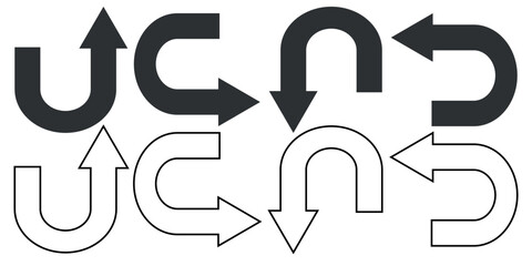 U turn symbol.  Traffic signages symbols