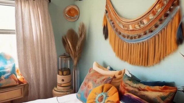 Boho-G&auml;stezimmer mit Vintage-Kommode und Traumf&auml;ngern
