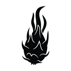 Dragon Fruit Vector Icon, Tropical Fruit Silhouette