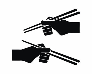 Hand Holding Chopsticks silhouette vector illustration