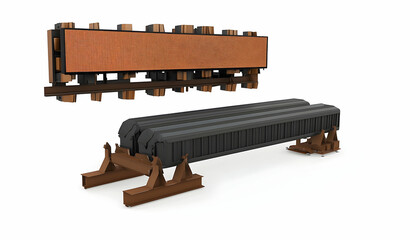 Fototapeta premium Railway freight car components for industrial illustration