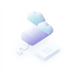 Cloud computing concept digital space graphic design minimalist style front view modern technology insights