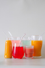 A Colorful Assortment of Refreshing Beverages Presented in Various Glasses for Enjoyment