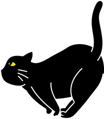Pouncing Black Cat Illustration in Halloween Theme