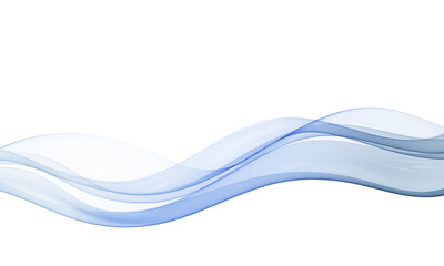 Smooth flowing wave in soft blue tones on a white background, elegant vector design with light transparent curves and minimal aesthetic.